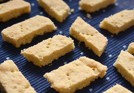 Shortbread on blue place mat